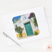 Sticker Carré Porte en bois vert d'eau (Enveloppe)