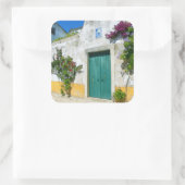 Sticker Carré Porte en bois vert d'eau (Sac)