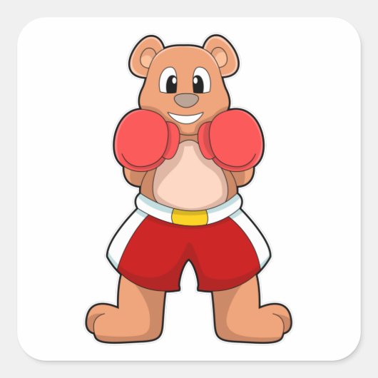Sticker Carré Porter comme boîte avec gants de boxe (Devant)