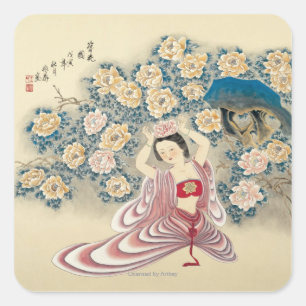 Sticker Carré Porter une fleur dans la tête