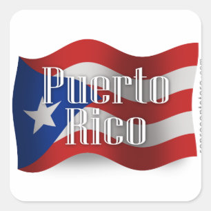 Sticker Carré Porto Rico ondulant le drapeau