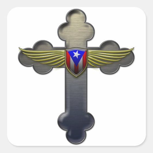 Sticker Carré Porto Rico - Shield & Cross (Devant)