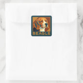 Sticker Carré Portrait Beagle classique Style rétro (Sac)