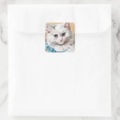 Sticker Carré Portrait blanc de chat (Sac)