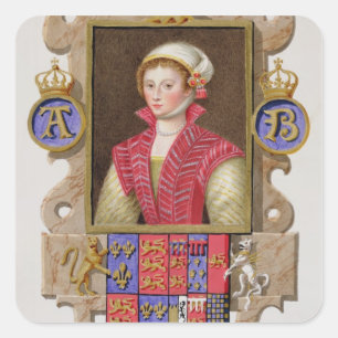 Sticker Carré Portrait de 1507-36) 2èmes reines d'Anne Boleyn