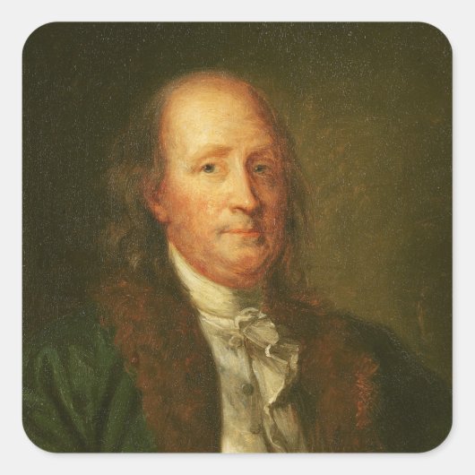 Sticker Carré Portrait de Benjamin Franklin (Devant)
