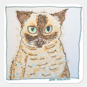 Sticker Carré Portrait de Chat Fantaisiste Coloré