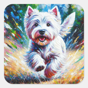 Sticker Carré Portrait de chien West Highland White Terrier « We