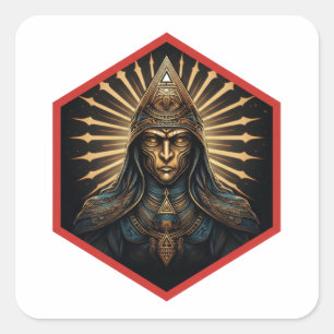 Sticker Carré Portrait de Fantaisie Illuminati Incroyable