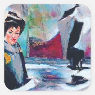 Sticker Carré Portrait de femme vintage avec Arrière - plan Abst