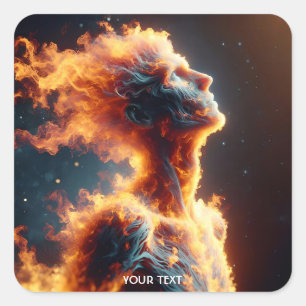 Sticker Carré Portrait de feu homme mignon Imaginaire