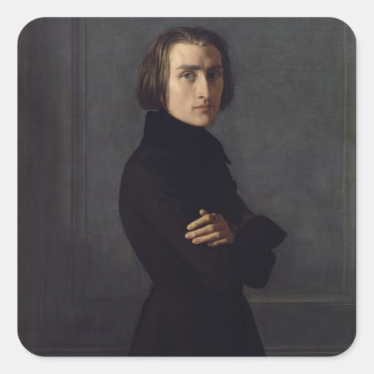 Sticker Carré Portrait de Franz Liszt 1839 (Devant)