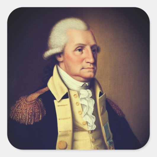 Sticker Carré Portrait de George Washington (1790) (Devant)