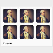 Sticker Carré Portrait de George Washington (1790) (Feuille)