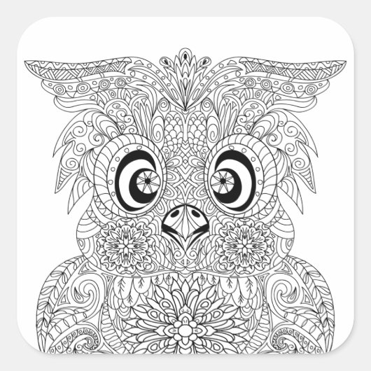 Sticker Carré Portrait de hibou inspiré (Devant)