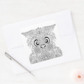 Sticker Carré Portrait de hibou inspiré (Enveloppe)