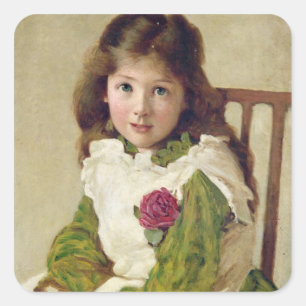 Sticker Carré Portrait de la fille de l'artiste (huile sur toile