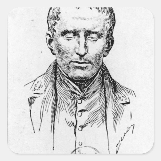 Sticker Carré Portrait de Louis Braille (Devant)