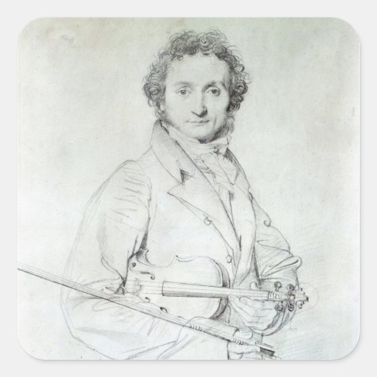 Sticker Carré Portrait de Niccolo Paganini 1819 (Devant)
