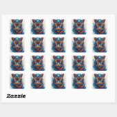 Sticker Carré Portrait de panthère avec des éléments abstraits e (Feuille)