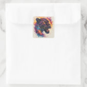 Sticker Carré Portrait de panthère avec des éléments abstraits e (Sac)