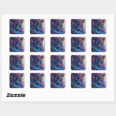 Sticker Carré Portrait de panthère avec des éléments abstraits e (Feuille)