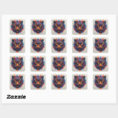 Sticker Carré Portrait de panthère avec des éléments abstraits e (Feuille)