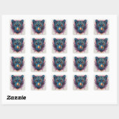 Sticker Carré Portrait de panthère avec des éléments abstraits e (Feuille)
