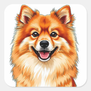 Sticker Carré Portrait de Pomeranian heureux