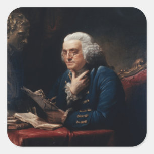 Sticker Carré Portrait de pouce, Benjamin Franklin Père fondateu