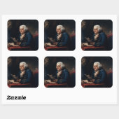 Sticker Carré Portrait de pouce, Benjamin Franklin Père fondateu (Feuille)