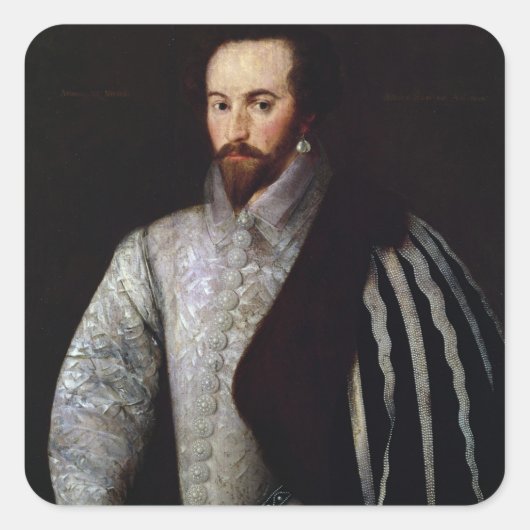 Sticker Carré Portrait de Sir Walter Raleigh 1588 (Devant)