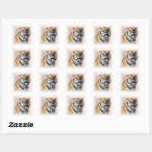 Sticker Carré Portrait de tigre (Feuille)