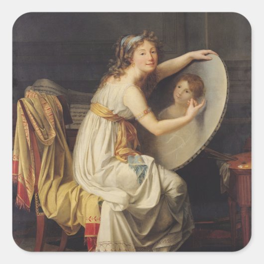 Sticker Carré Portrait du Rose Adelaide Ducreux (Devant)