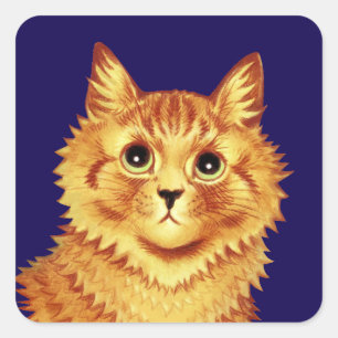 Sticker Carré Portrait d'un chat orange par Louis Wain