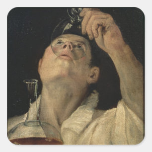 Sticker Carré Portrait d'un homme buvant, c.1581-4 (huile sur le