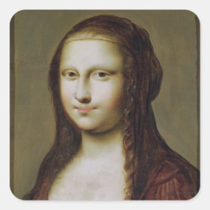 Sticker Carré Portrait d'une femme inspirée par Mona Lisa