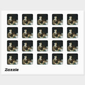Sticker Carré Portrait d'une fille assise à une table (Feuille)