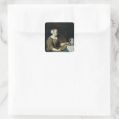Sticker Carré Portrait d'une fille assise à une table (Sac)