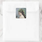 Sticker Carré Portrait d'une fille tenant un Bruant (Sac)