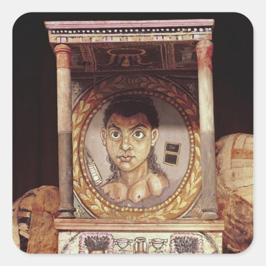 Sticker Carré Portrait d'une jeune fille avec offrandes (Devant)