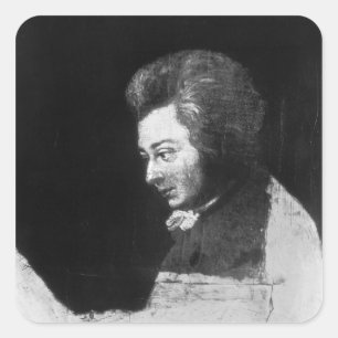 Sticker Carré Portrait inachevé de Wolfgang Amadeus Mozart