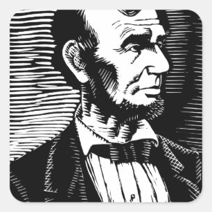 Sticker Carré Portrait noir et blanc vintage d'Abraham Lincoln