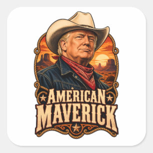 Sticker Carré Portrait occidental de l'Américain Maverick