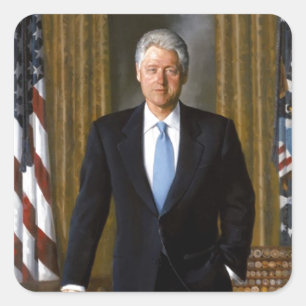 Sticker Carré Portrait officiel de Bill Clinton à la Maison Blan