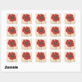 Sticker Carré Portrait Red Poppy (Feuille)