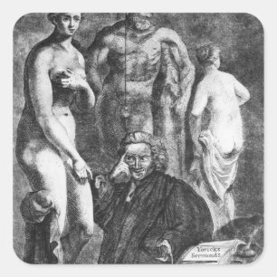Sticker Carré Portrait satirique de Laurence Sterne, c.1761