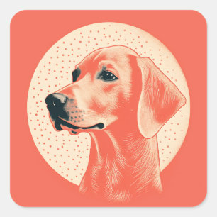 Sticker Carré Portrait vintage élégant pour chien