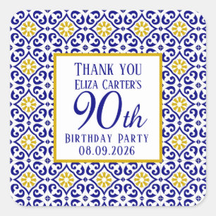 Sticker Carré Portugais Carreaux Bleu 90e anniversaire Méditerra