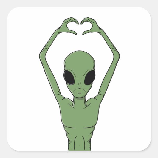 Sticker Carré Pose de cœur extraterrestre (Devant)